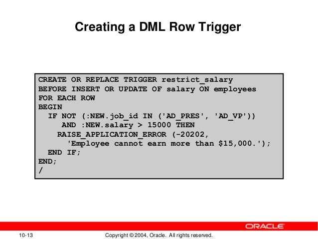 If updating then oracle trigger